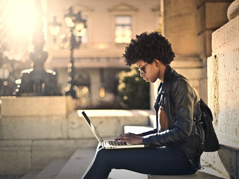 Black woman working